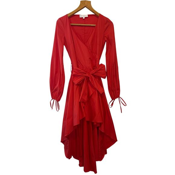 Caroline Constas Red Lena Wrap Ruffle High-Low Dress Size XS – $695 Retail - Picture 2 of 10